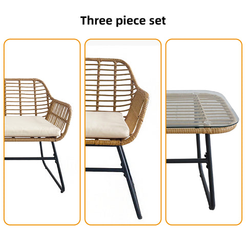 4-Piece Rattan Chair and Table Set with Cushions Modern Outdoor Lounge Set image 7