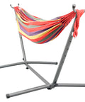 Deluxe Hammock Chair with Stand - Multi Colour Stripes Pattern - Red-Grey Stripes image