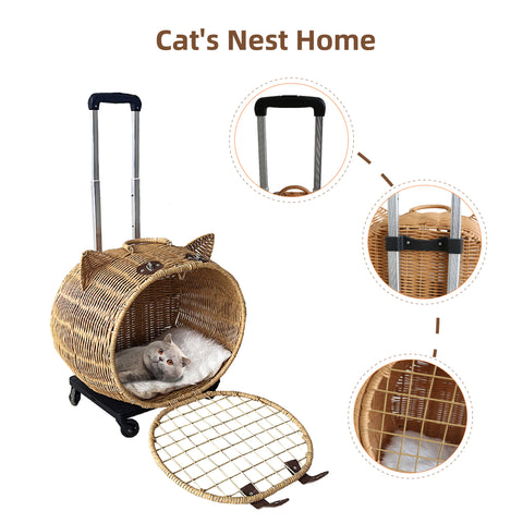 Wicker Cat Carrier Trolley image 6