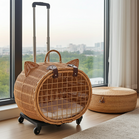 Wicker Cat Carrier Trolley image 1