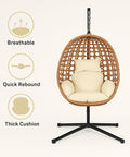 CozyNest Foldable Egg Chair - Beige - Free Shipping image 4