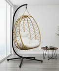 CozyNest Weave Foldable Egg Chair – Beige - Free Shipping image 0