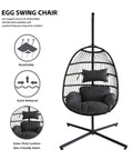Modern Hanging Egg Chair - Black Colour image 10