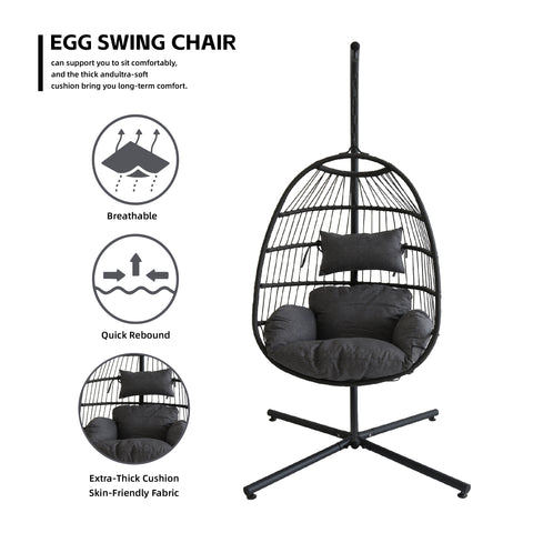 Modern Hanging Egg Chair - Black Colour image 10