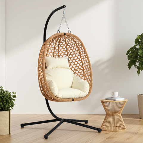 CozyNest Foldable Egg Chair - Beige - Free Shipping image 13