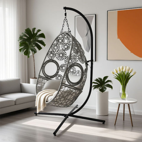 Snowflake Single Seat Egg Chair Luxury - Black Colour image 8