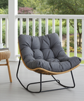 CozyNest Rattan Rocking Chair + Cushion image 2
