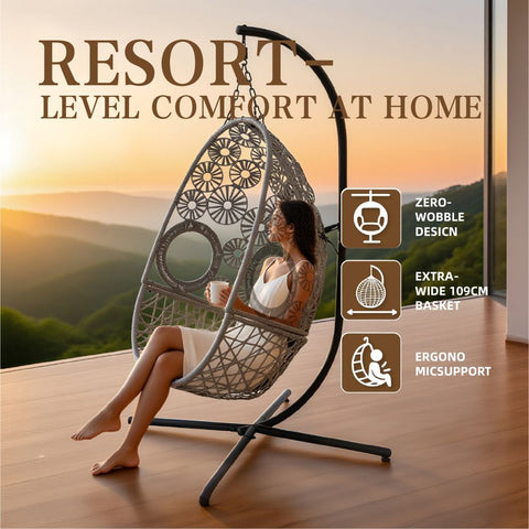 Snowflake Single Seat Egg Chair Luxury - Black Colour image 4