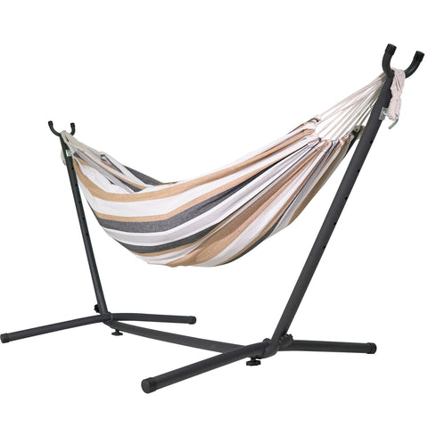 Deluxe Hammock Chair with Stand - Multi Colour Stripes Pattern - Brown-Black Stripes image