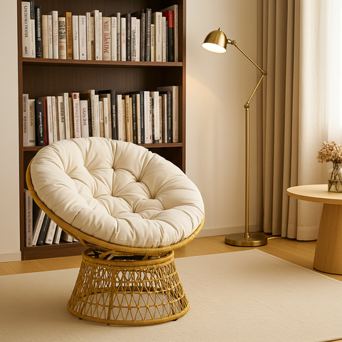 Rotating Papasan Chair with Cushion image 3