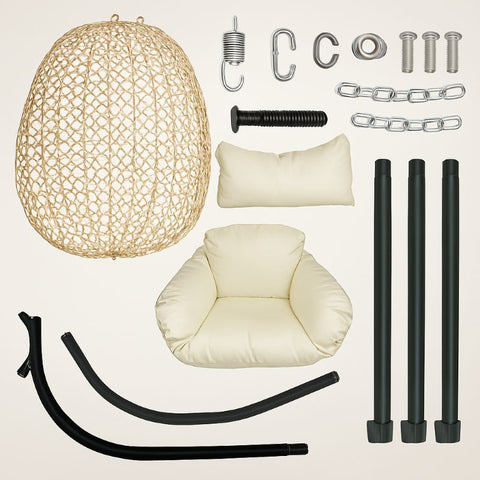 CozyNest Foldable Egg Chair - Beige - Free Shipping image 10