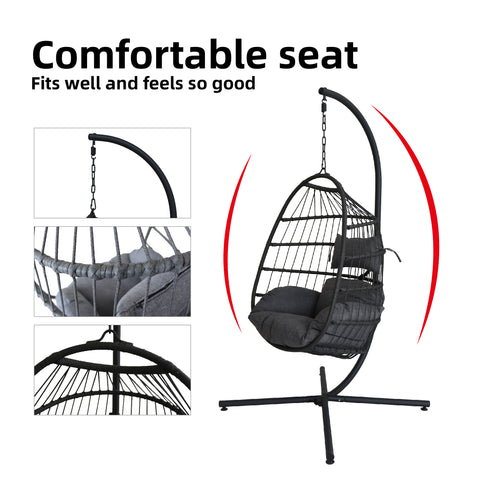 Modern Hanging Egg Chair - Black Colour image 7