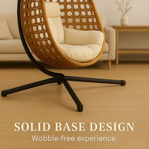CozyNest Foldable Egg Chair - Beige - Free Shipping image 12