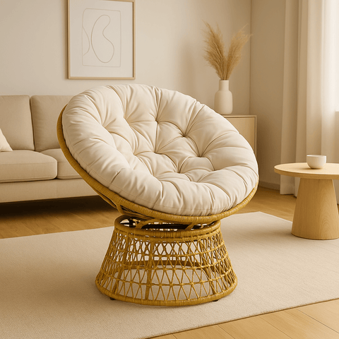 Rotating Papasan Chair with Cushion image 0