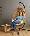 CozyNest Foldable Egg Chair - Beige - Free Shipping image 5