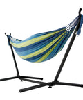 Deluxe Hammock Chair with Stand - Multi Colour Stripes Pattern - Blue-Green Stripes image