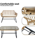4-Piece Rattan Chair and Table Set with Cushions Modern Outdoor Lounge Set image 2
