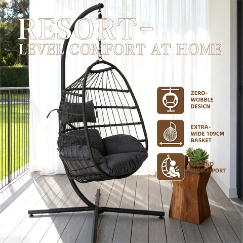 Modern Hanging Egg Chair - Black Colour image 3