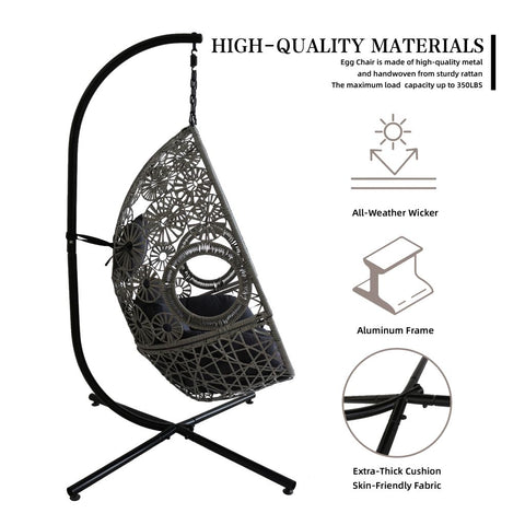 Snowflake Single Seat Egg Chair Luxury - Black Colour image 3