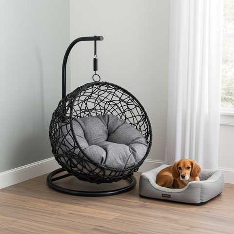 Pet Single Seat Egg Chair Luxury - Black Colour image 7