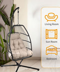 European Foldable Rattan Egg Chair with Cushion image 4
